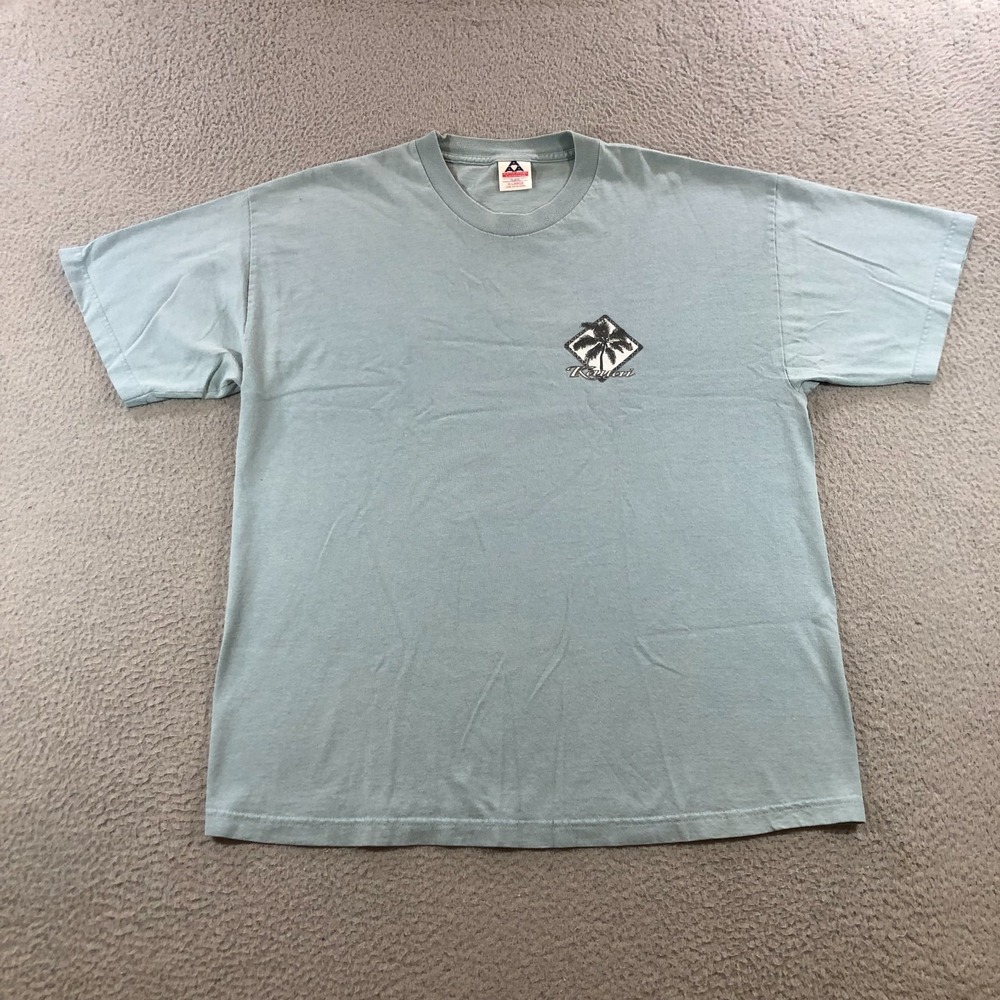 vtg kauai shirt mens XL light blue hawaii islands 2000 y2k surf costal beach